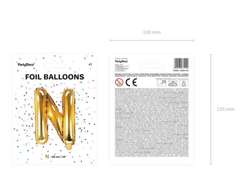 Balon foliowy Litera N złoty na imprezę