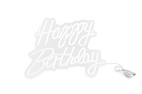 Neon LED - Happy Birthday, biały,  40 x 29.5 cm
