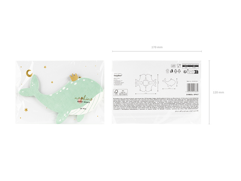 Serwetki Wieloryb mix w kolorze niebieskim i złotym