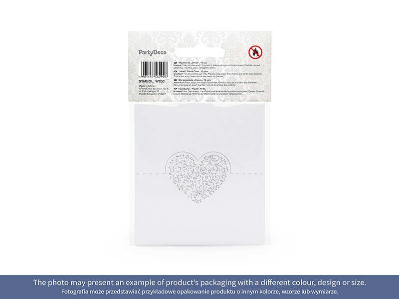 Wizytówki Serce na stole podczas przyjęcia