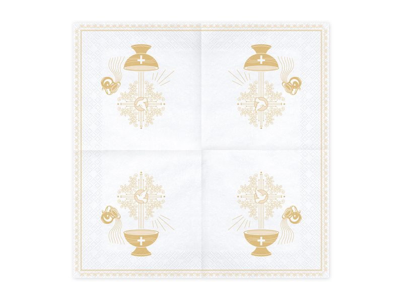 Serwetki Chrzest Święty, 33x33cm, złoty – wzór serwetek