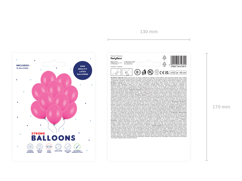 Balony Strong 30cm Pastel Hot Pink - balony napompowane
