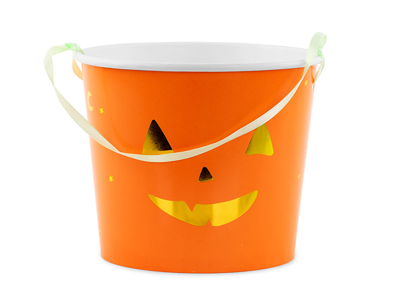 Wiaderka na cukierki Halloween - pomarańczowe i czarne
