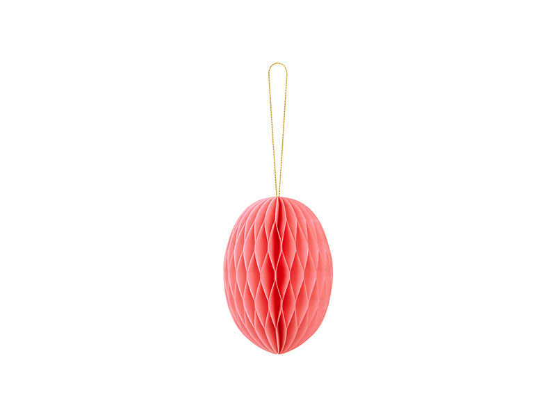 Dekoracja papierowa honeycomb Jajko różowy 12 cm