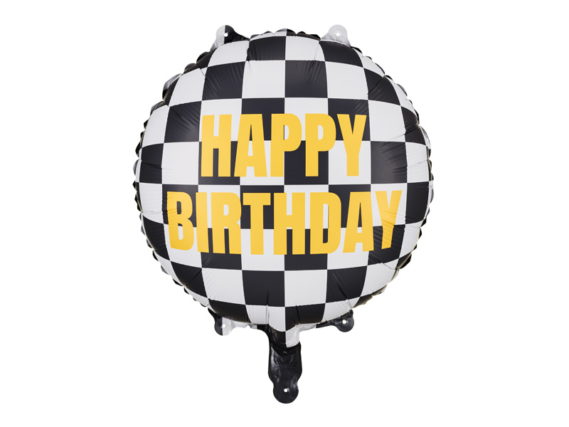 Balon foliowy Szachownica Happy Birthday 45 cm mix - zdjęcie 1