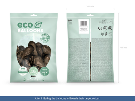 Balony Eco 30cm metalizowane, brązowy (1 op. / 100 szt.)