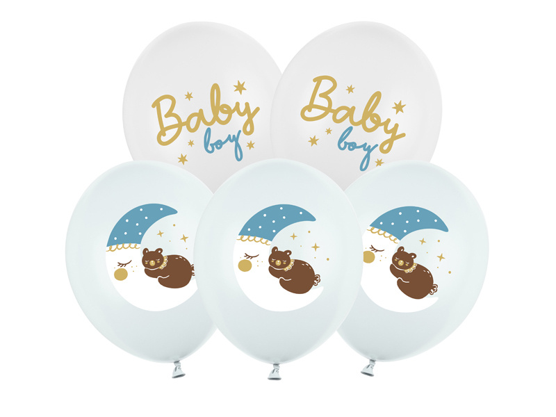 Balony 30 cm Baby Boy – pastelowy błękit i biel