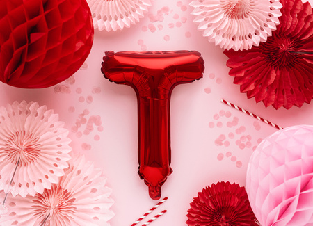 Balon foliowy Litera ''T'', 35cm, czerwony