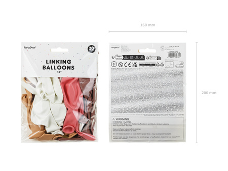 Balony z łącznikiem, 33 cm, mix (1 op. / 20 szt.)