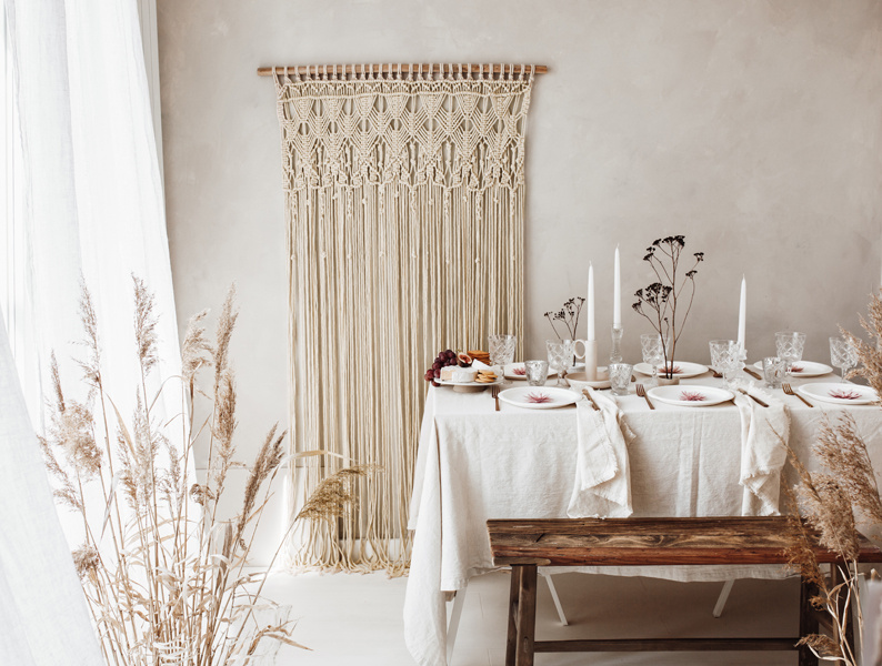 Makrama złamana biel 94.5x171cm - zdjęcie 4