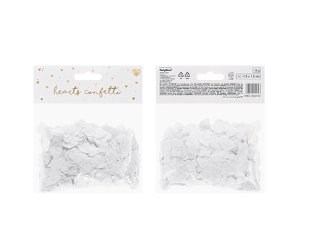 Konfetti Serca, 1,6x1,6 cm, biały, 15g