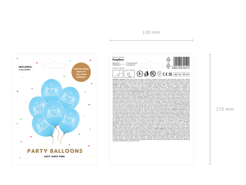 Balony Happy Birthday Pastel Baby Blue – detale nadruku i kolorystyka