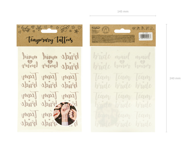 Tatuaże zmywalne Wieczór panieński różowe złoto aplikacja