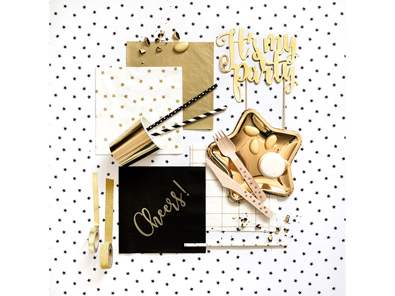 Serwetki Gwiazdki złoty 33x33cm – szczegół nadruku