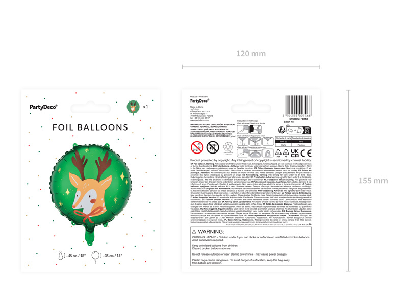 Balon foliowy Renifer - świąteczna dekoracja