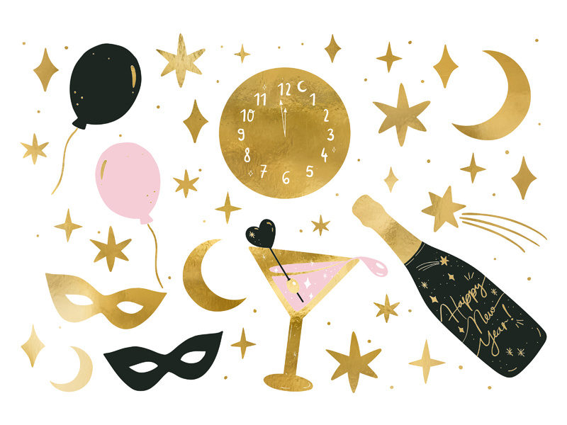 Tatuaże New Year's Eve - zestaw wzorów