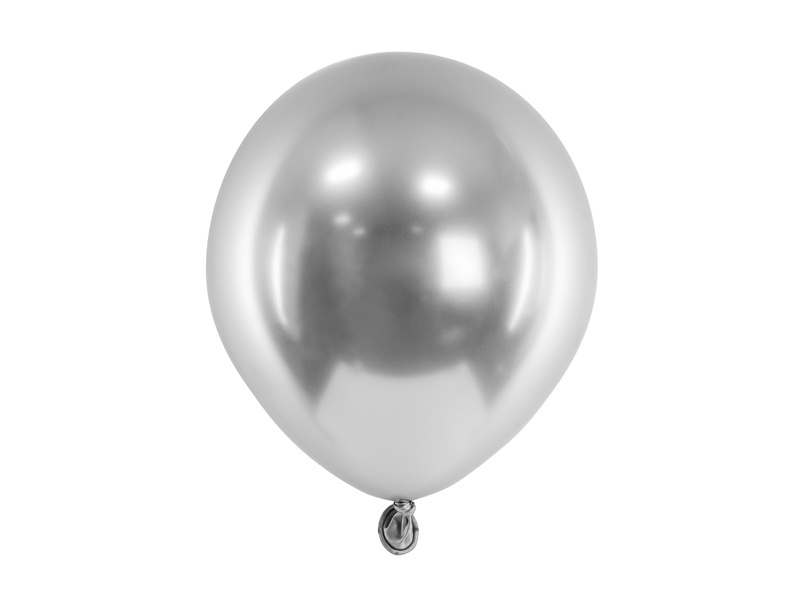 Srebrne balony Glossy 12 cm – opakowanie 50 sztuk
