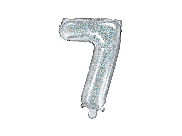 Balon foliowy cyfra 7 holograficzny 35cm - zbliżenie na fakturę