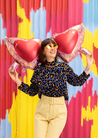 Balon foliowy Okulary serca, 95x41,5 cm, mix