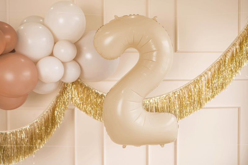 Balon foliowy Cyfra 2 72cm beżowy - balon na imprezie