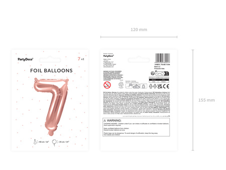 Balon foliowy Cyfra ''7'', 35cm, różowe złoto