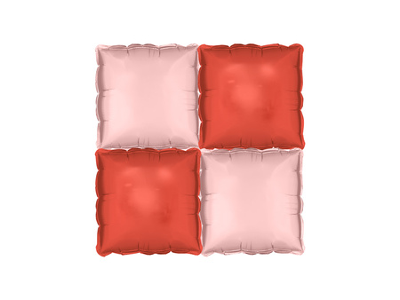 Balon foliowy kurtyna dwustronna Kwadrat, różowo-czerwony, 35 x 35 cm (1 op. / 4 szt.)