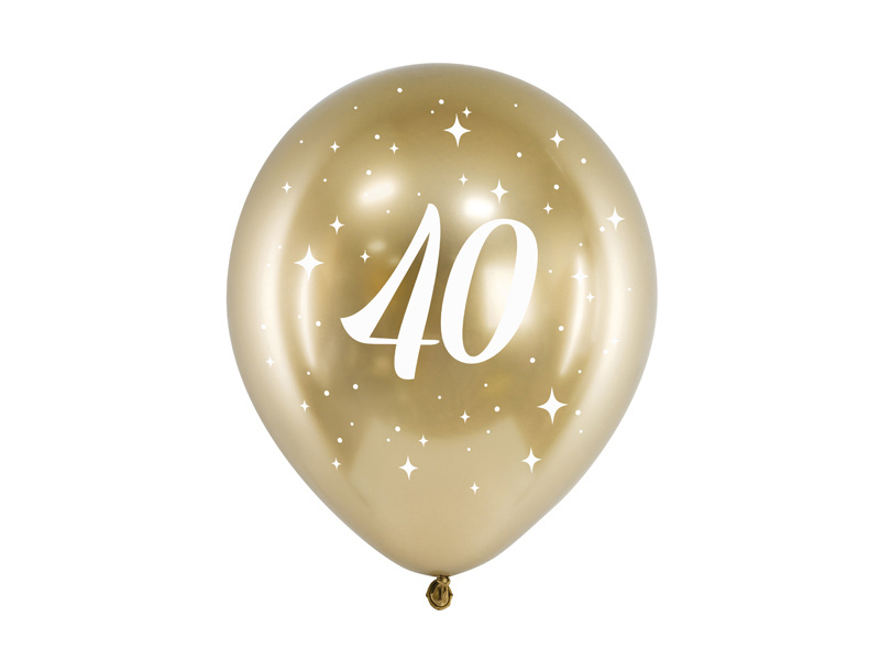 Balony Glossy 30cm, 40, złoty - opakowanie 6 sztuk