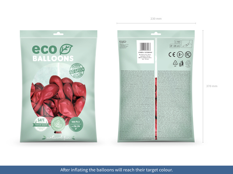 Balony Eco 26cm metalizowane czerwony – balony w dekoracji