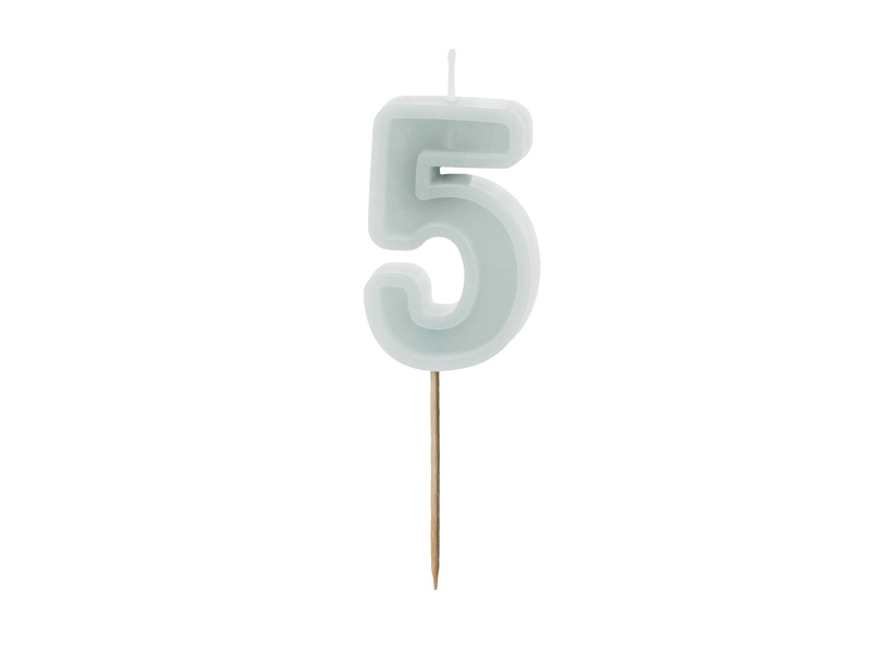 Świeczka urodzinowa cyferka 5 jasna mięta 6 cm