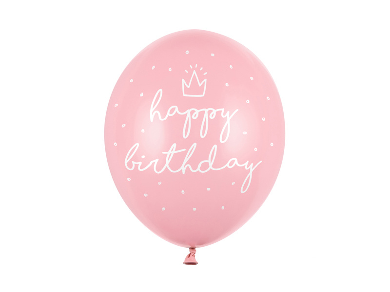Balony 30cm happy birthday Pastel Baby Pink
