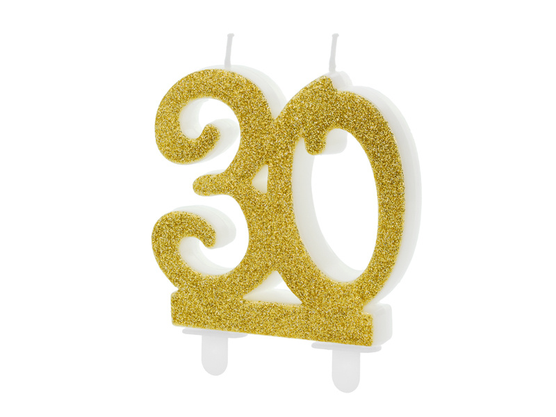 Świeczka urodzinowa liczba 30 złoty 7.5cm