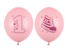 Balony 30cm, Trampek - Number 1, P. Pink (1 op. / 6 szt.)