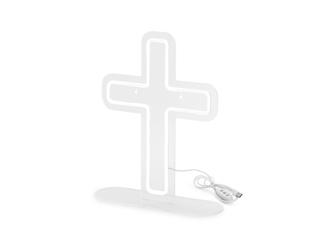 Neon LED - Krzyż, biały, 41x30 cm