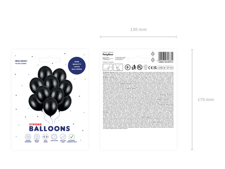Balony Strong 27cm, Metallic Black (1 op. / 10 szt.)