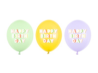 Balony 30 cm, Happy Birthday, mix (1 op. / 50 szt.)