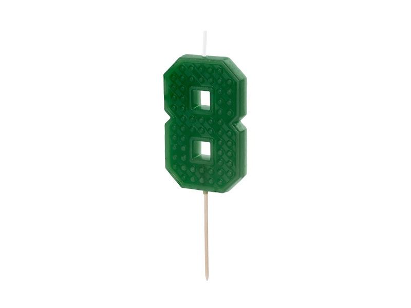 Świeczka urodzinowa cyferka 8, zielony, 6 cm