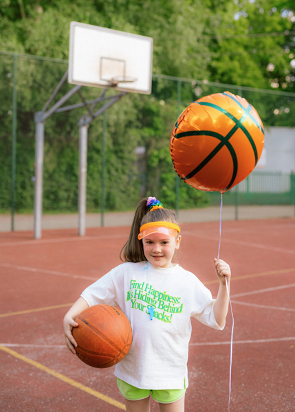 Balon foliowy Piłka do koszykówki, zestaw ze słomką