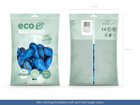 Balony Eco 30cm metalizowane, niebieski (1 op. / 100 szt.)