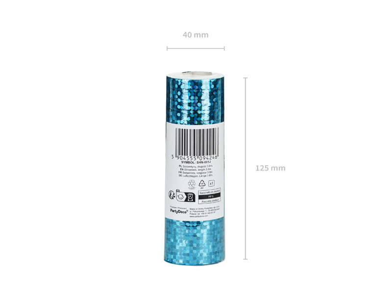 Serpentyny holograficzne jasny niebieski – detal