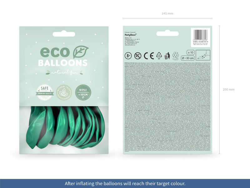 Balony Eco 26cm metalizowane ciemna mięta - balony napompowane