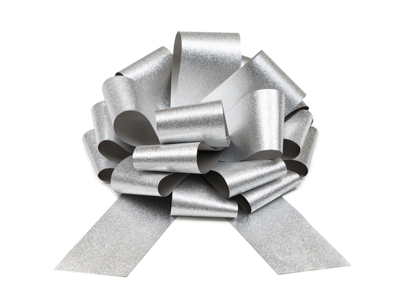 Kokarda dekoracyjna DIY srebrna 30 cm - zdjęcie 1