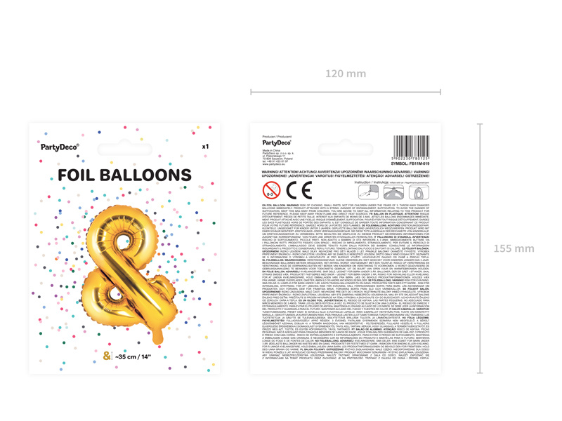 Złoty balon foliowy 35 cm