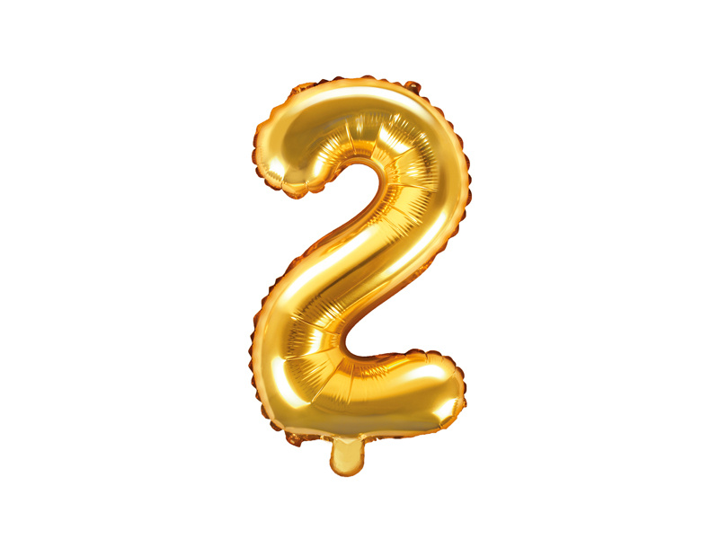Balon foliowy cyfra 2 złoty 35cm