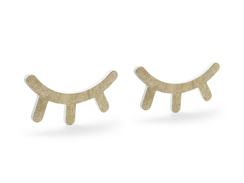 Drewniana dekoracja na ścianę Śpiące oczka złoty