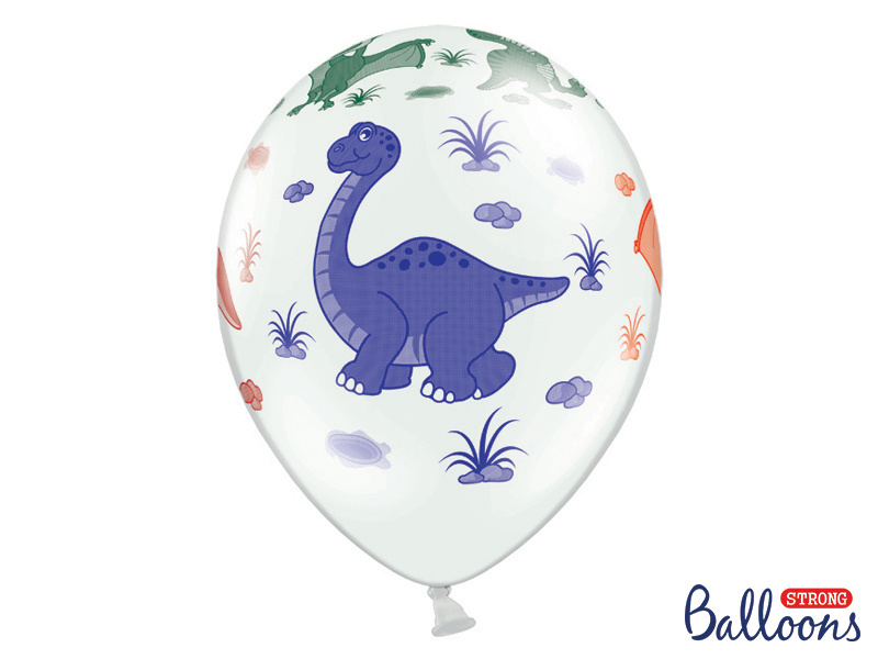Balony Dinozaury Pastel Pure White - różne wzory