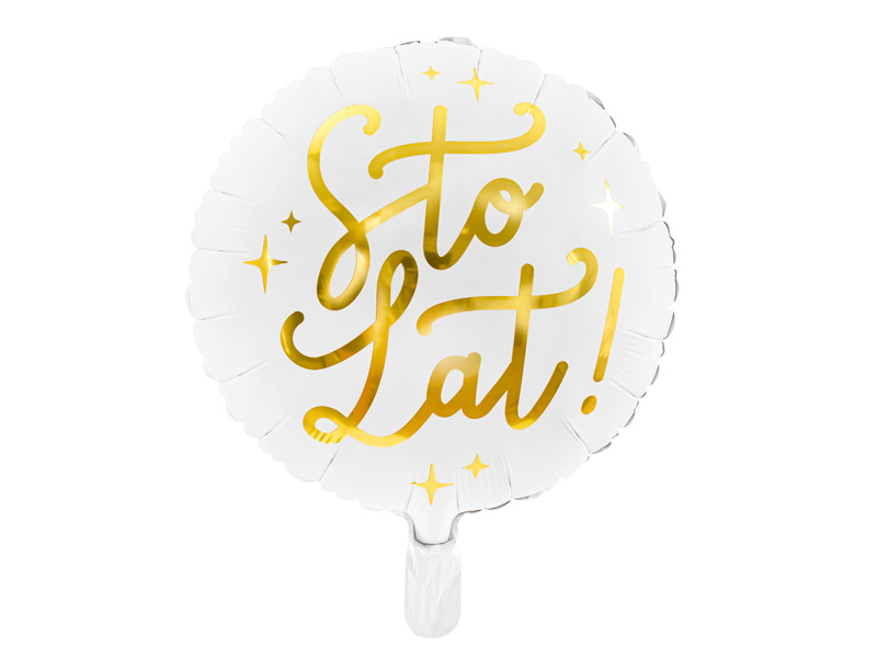 Balon foliowy Sto lat! 35cm biały - zdjęcie 1