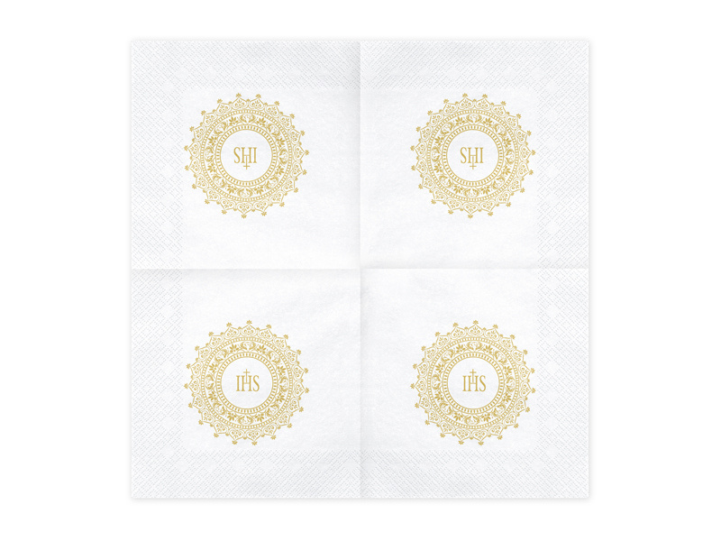 Papierowe serwetki komunijne rozłożone