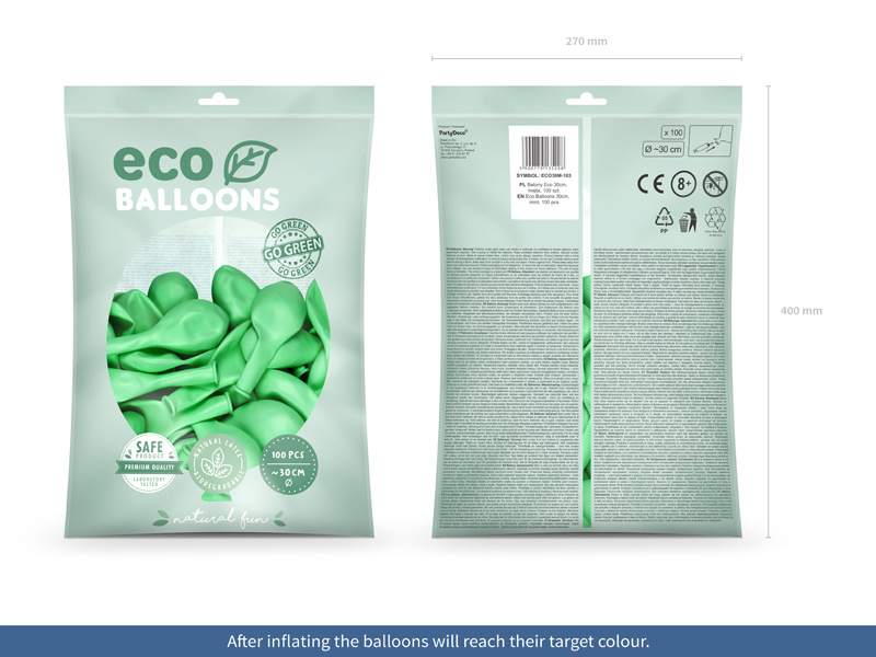 Balony Eco 30cm metalizowane, mięta - detal produktu