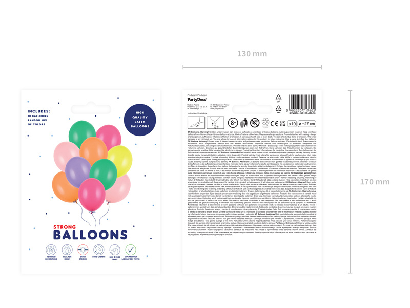 Balony Strong 27cm Pastel Mix – opakowanie i kolory