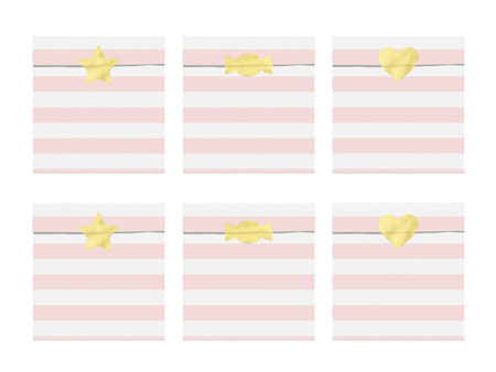 Torebki na słodycze Yummy, jasny różowy, 13x14cm (1 op. / 6 szt.)